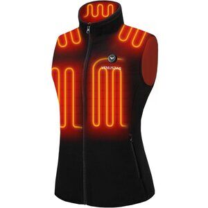 Women's Fleece Heated Vest with Battery, Lightweight Electric Heated Coat